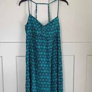 {Roxy} NEW BeachyTeal Geometric Pattern Dress
